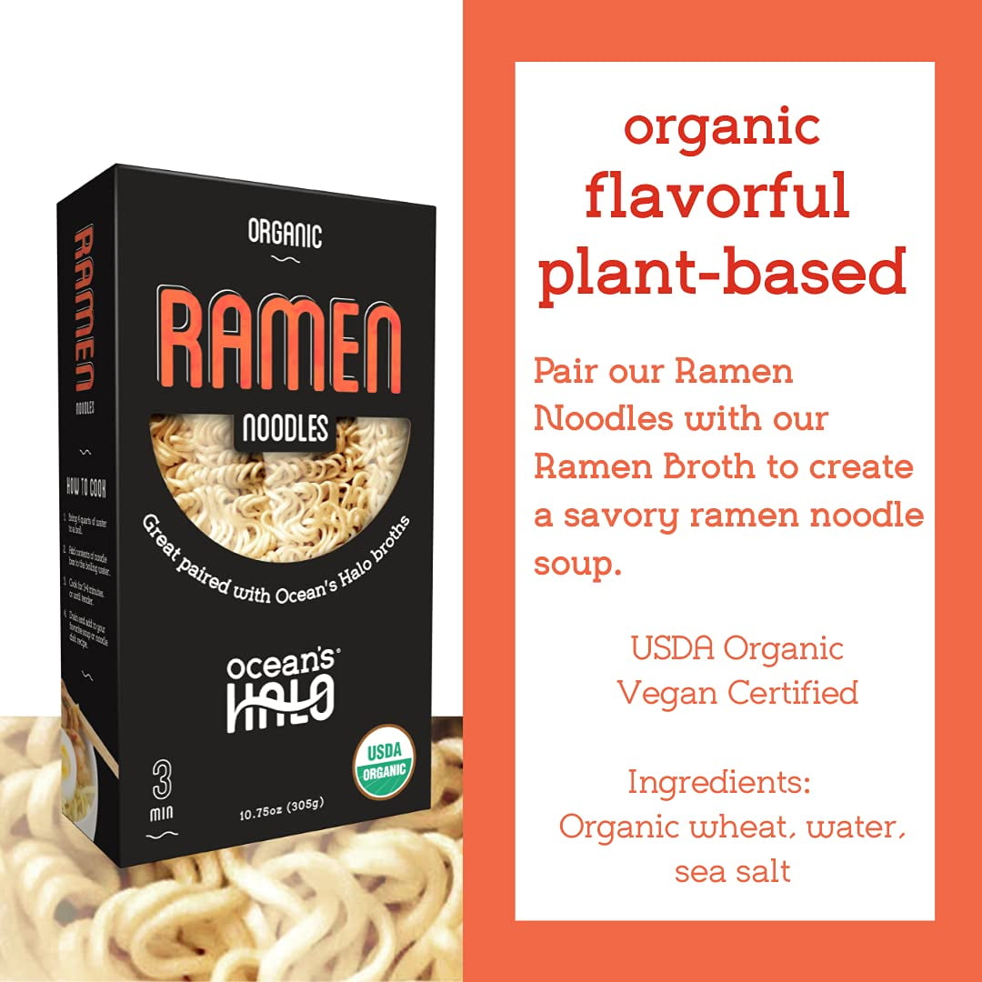 Ocean's Halo Organic Ramen Noodles - Vegan, Wheat Strands - 5 Pack, 8.4 oz