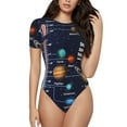thumbnail image 2 of Uemuo Solar System Pattern Women's One Piece Short Sleeve Swimsuit Rash Guard Surfing Modest Quick-drying Swimsuit Beach Essentials-, 2 of 9