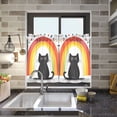 thumbnail image 4 of Yayeee Kitchen Curtains Tier Pair Light Filtering 27"x36" Rod Pocket Short Cafe Window Panel, Black Cat Rainbow, 4 of 7