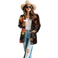 thumbnail image 2 of SCRAWLGOD Thanksgiving Maple Leaf Women's Open Front Cardigan Lightweight Long Elastic Light Weight Womens Cardigan Jackets with Pockets Size XL for Vacation, 2 of 7
