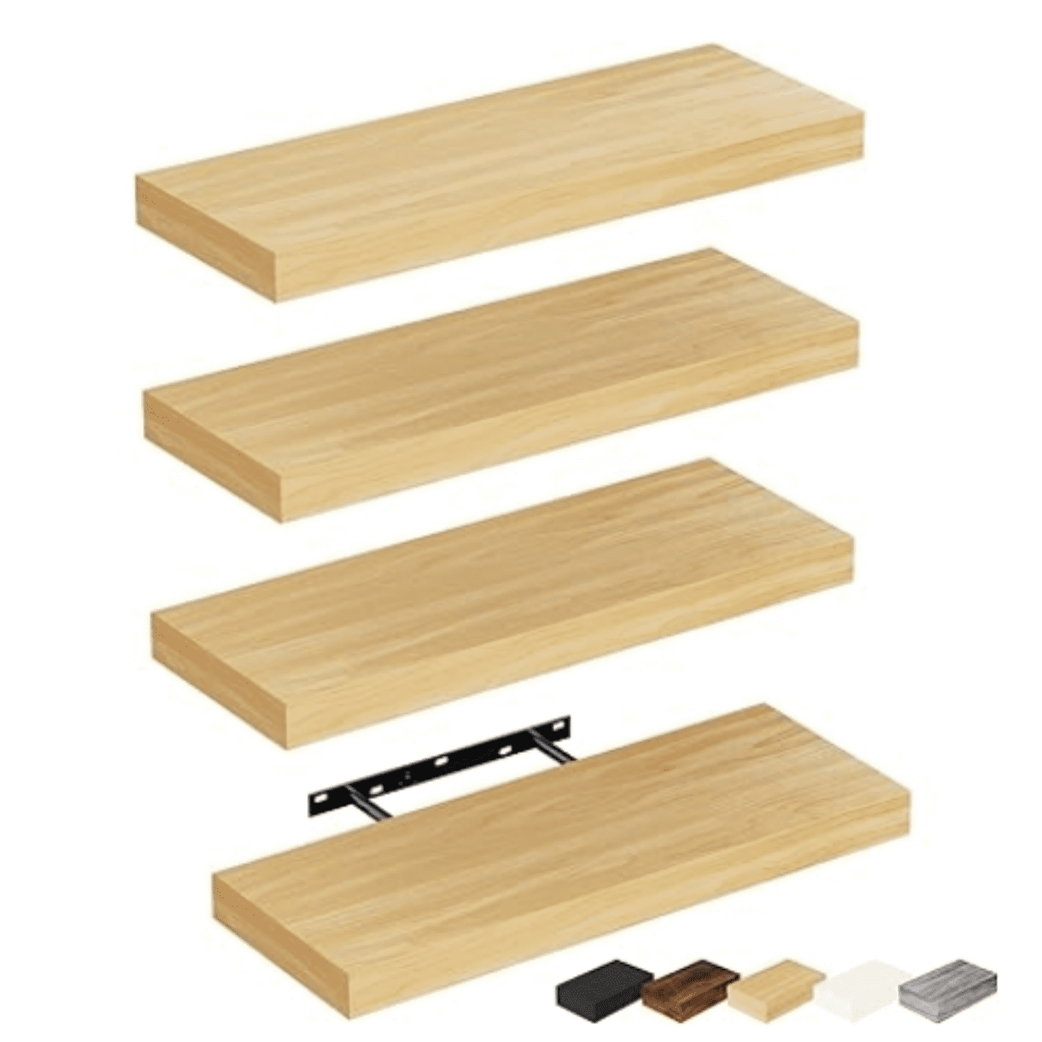 Bellsal Floating Shelves for Wall Maple Wood Wall Shelf Set of 4 16 Wall Mounted Floating Shelf for Kitchen Living Room Bedroom Bathroom Storage Book Shelf for Wall Home Dr Frame Display
