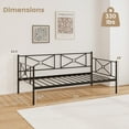 thumbnail image 3 of Gymax Twin Size Metal Daybed Frame with Slat Support, Black, 3 of 10