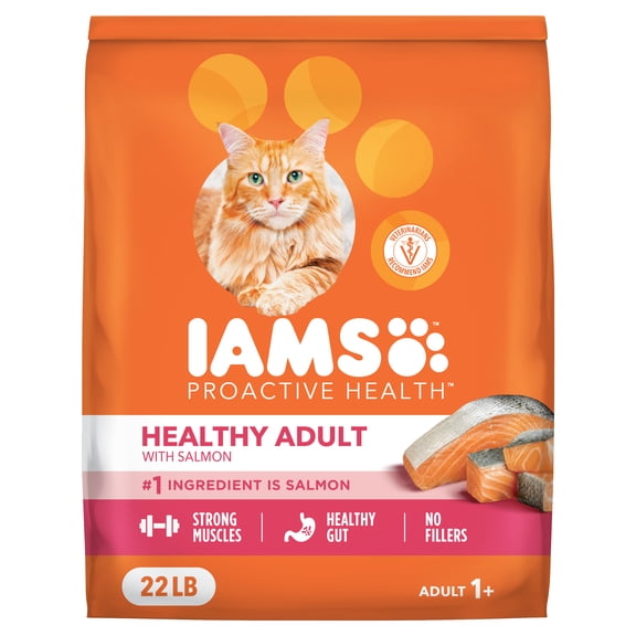 IAMS Proactive Health Adult Dry Cat Food With Real Salmon, Adult Cat Food Dry, 22 lb.