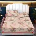 thumbnail image 2 of ZIATUBLES King Bed Sheets Set, Soft Breathable Bedding Sheet Set, Sheets Set with 9.8" Standard Pocket Design, Comfortable and Durable for All-Season Use(3 Pieces, Pink Beige Rose）, 2 of 9
