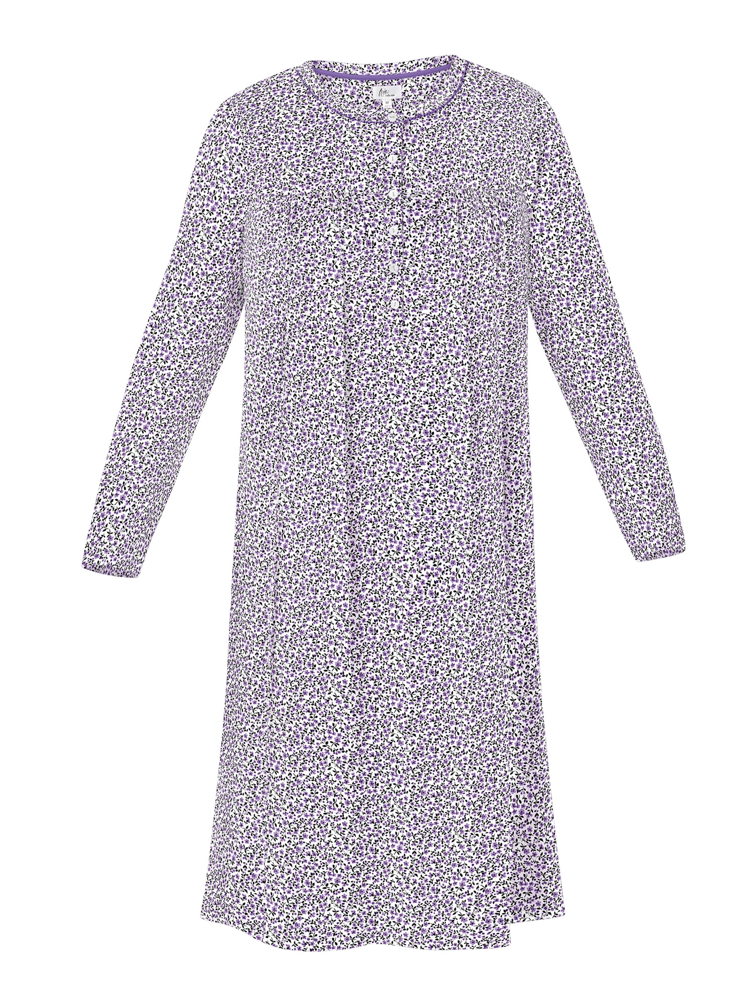 Aria Women’s Long Sleeve Stretch Velour 44" Sleepwear Nightgown, Sizes XS-5X
