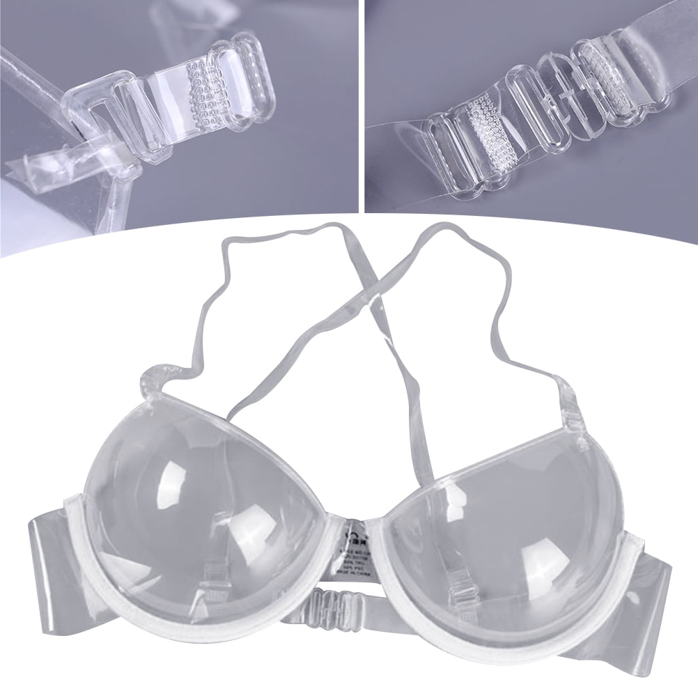 Invisible Transparent Ultra-fine Shoulder Strap Plastic Bra Disposable  Underwear Bra (42) 