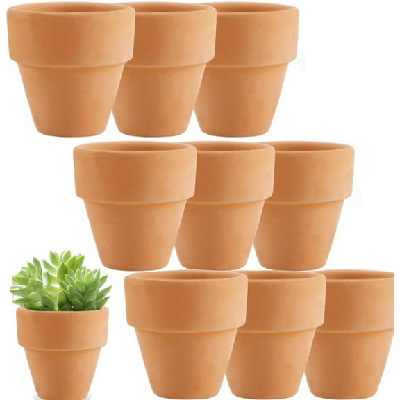 10 Pcs Mini Clay Pots Small Terracotta Pots,Happon 1.5 Inch Mini Flower Pots Succulent Nursery Ceramic Pottery Planter Mini Plant Pots with Drainage Hole for Indoor Outdoor Cactus Craft Wedding