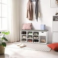 thumbnail image 2 of VASAGLE Banc à Chaussures, Banc de Rangement avec Tiroir et Compartiments Ouverts, Tablette à Chaussures, Assise Rembourrée, pour Entrée, Salon, Chambre, Blanc et Gris, 2 of 7