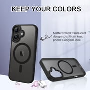 BENTOBEN Case for iPhone 16 Compatible with Mag-Safe, 6.1 Metal Lens Frame Button Frame Hard Tpu Matte Magnetic Anti-Fingerprint Shockproof Protective Cover, Black
