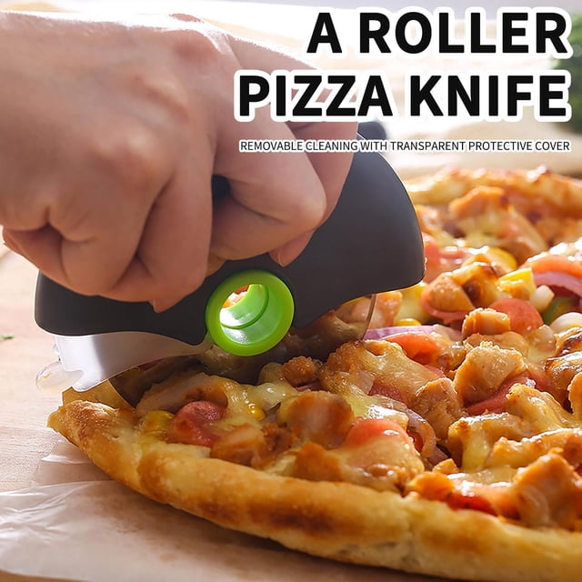Birdeem Circular Roller Pizza Knife Cake with Protective Cover Removable and Washable Stainless Steel Cake Knife Kitchen Tools