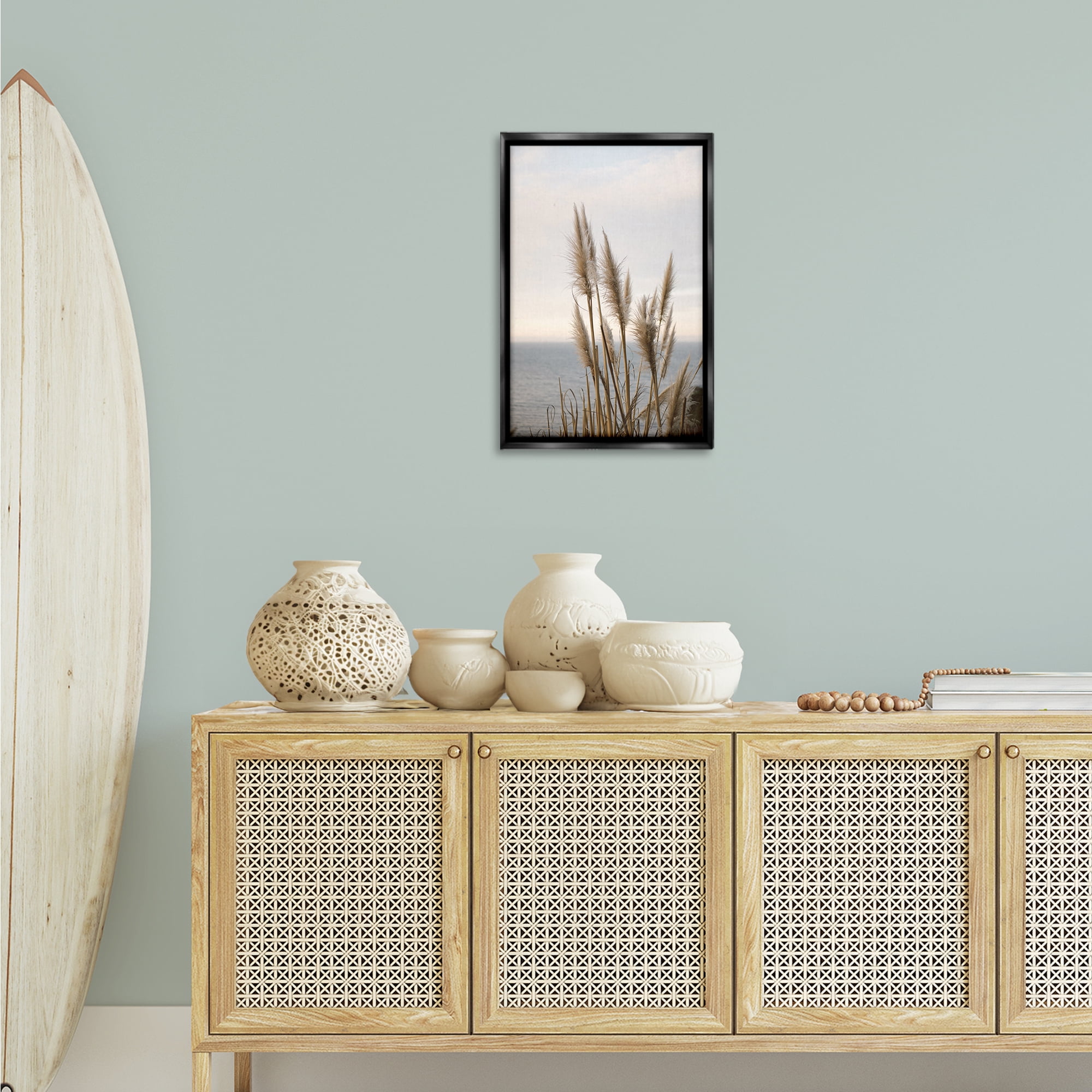 Stupell Industries Nautical Cove Grasses Nautical & Beach Photography Black Floater Framed Canvas Art Print Wall Art, 17 x 25