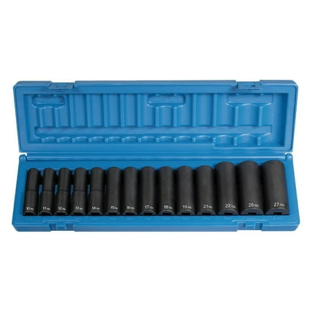 

Grey Pneumatic 1412MD 14-Piece 1/2 in. Drive 6-Point Metric Deep Socket Set
