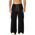 thumbnail image 5 of Daiosportswear Men's Streetwear Workwear Pants Loose Straight Leg Casual Daily Wear Trousers Black XXXL, 5 of 9