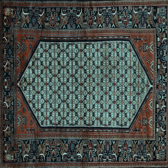 Ahgly Company Indoor Square Persian Light Blue Traditional Area Rugs, 5' Square