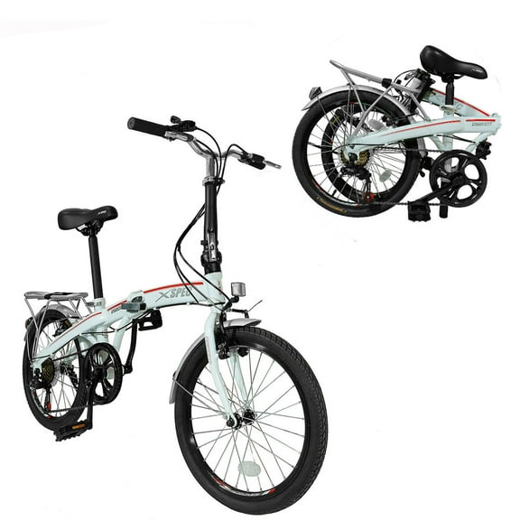 Xspec  20" 7 Speed Folding Compact City Commuter Bike, White (NOT An Electric