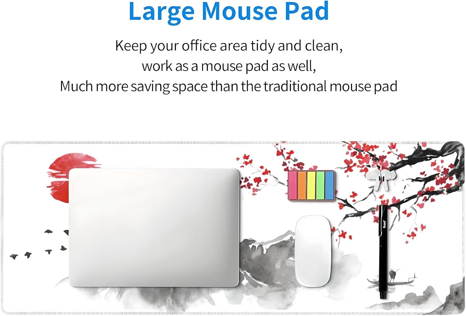 Large Mouse Pad with Stable Rubber Base and Stitched Edges-Japanese Gaming Mouse Pad , 31.5x11.8 - Desk Mat Deskpad for Home Office Work Game