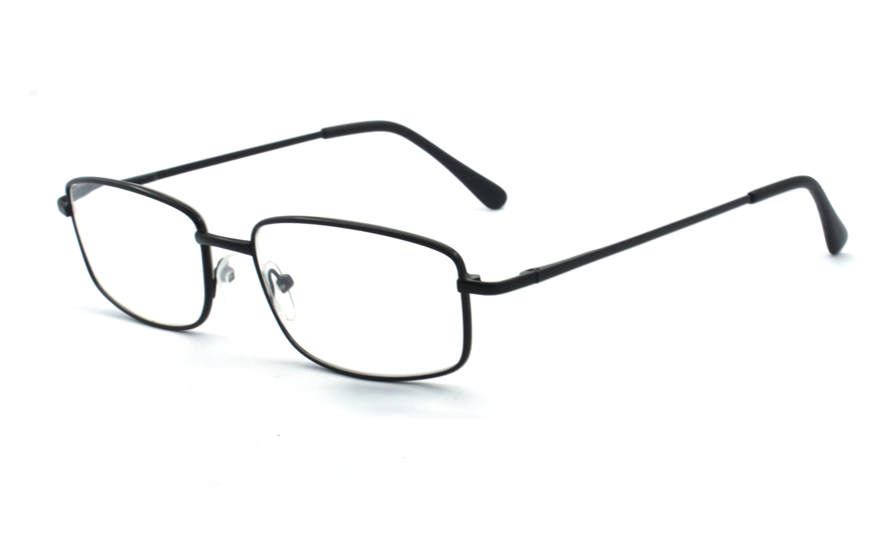 EYE ZOOM 5 Pack Unisex Rectangular Metal Reading Glasses with Spring Hinge, Black, +100