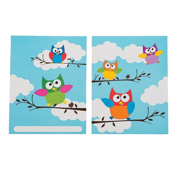 Owl Student Pocket Folders - Educational - 12 Pieces