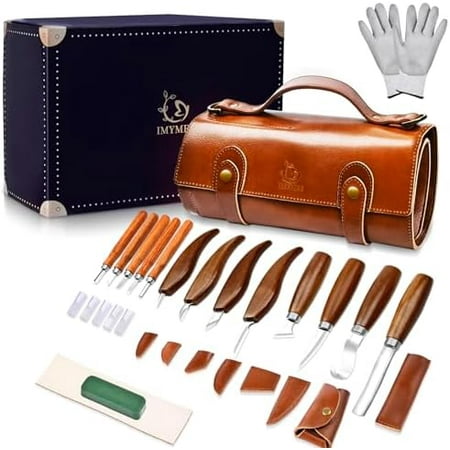 Deluxe Wood Carving Tools-Wood Carving Kit-Wood Carving Knife Set-Wood Whittling Kit for Beginners-Whittling Knife-Wood Carving Tool Set with Large Leather Case