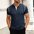 thumbnail image 2 of Mens Henley Short Sleeve T-Shirts Casual Band Collar V Neckr Regular Fit Muscle Shirt Summer Fashion Contrast Trim Lightweight Breathable Workout Athletic Tops for Outdoor Sports, 2 of 7