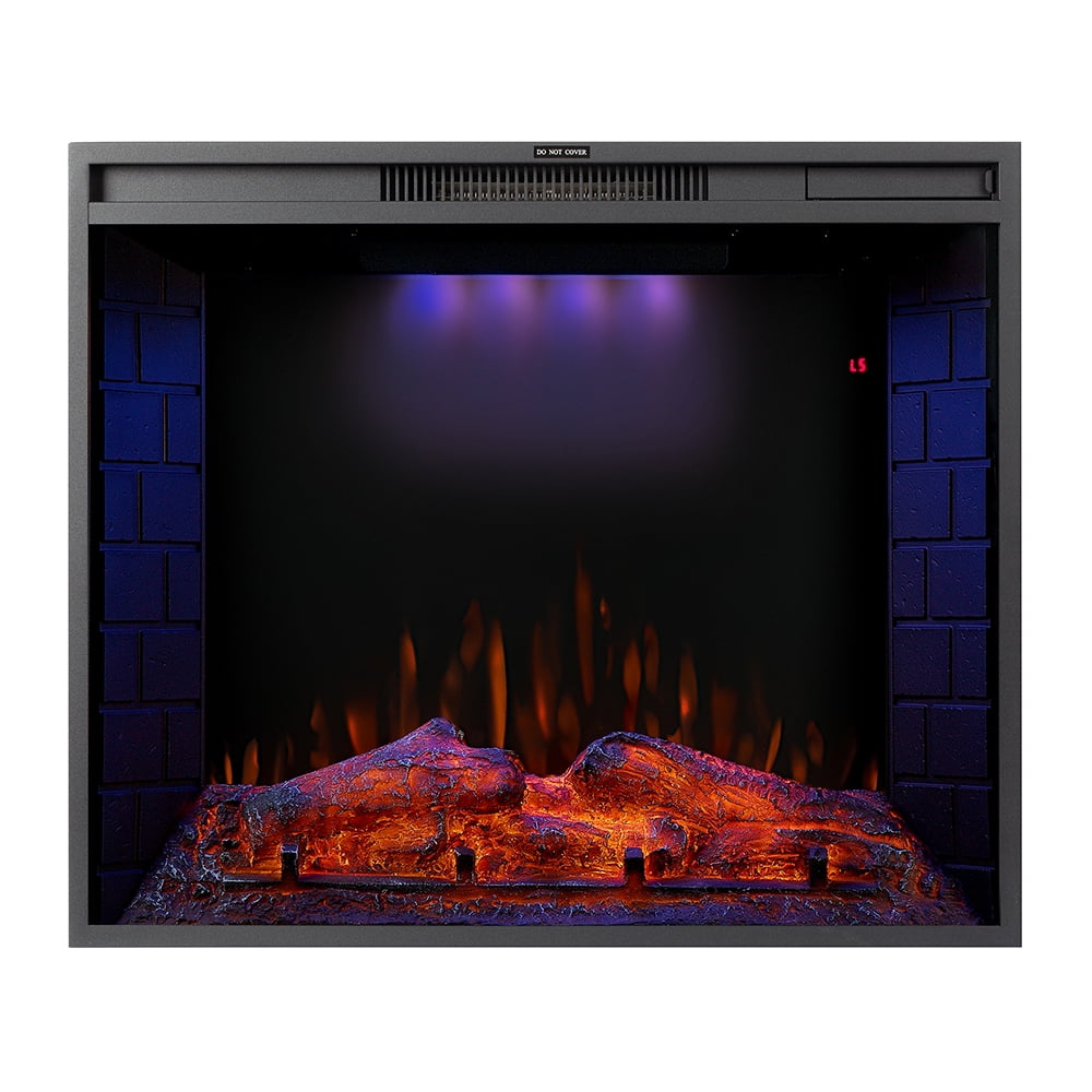Kepooman 30" LED Recessed Electric Fireplace with 3 Top Light Colors & Remote Control & Adjustable Heating & Touch Screen, 1500W, Black
