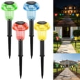 thumbnail image 1 of Luces solares de jardín multicolor con proyección de coloridos mandalas, luces LED decorativas para exteriores en forma de hongo, resistentes al agua, para caminos, paquete de 4 unidades., 1 of 9