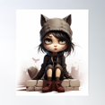 thumbnail image 2 of Moody Cat Girl Poster Wall Art, Modern Wall Decor For Living Room Bedroom, 8x12 UNFRAMED, 2 of 3