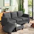 thumbnail image 3 of Walsunny 76.4" Convertible Sectional Sofa, L Shaped Sectional Sofa with Side Pocket, 3 Seat Sofa Couch with Storage Ottoman for Small Living Room, Apartment, Bedroom, Dark Gray, 3 of 13