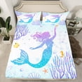 thumbnail image 2 of Castle Fairy Children Teens Marine Mermaid Princess Twin Sheet Sets 3pcs,Bling Gradient Glitter Twin Fitted Sheet Microfiber,Sea Underwater World Breathable Flat Sheet,Ultra Soft Home Decor, 2 of 7