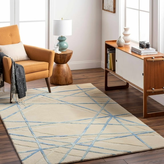 Hauteloom Hiba Wool Living Room, Bedroom Area Rug - Contemporary - Bone, Slate, Driftwood - 2' x 3'