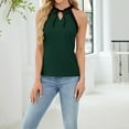 thumbnail image 4 of Women's Tops and Blouses Summer Solid Color Halter Tee Shirts Leisure Loose Fit Sleeveless Standard Straps Summer Tops, 4 of 7