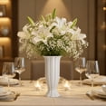 thumbnail image 4 of Rippled Roman Column Ceramic Vase, Textured Fluted Floral Arrangement Container, Modern Minimalist Decorative Vase for Bedroom Home Tabletop Centerpiece and Living Room Decoration, White, 4 of 6