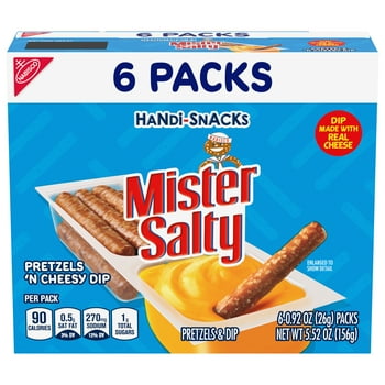 Handi-Snacks Mister Salty Pretzels 'N Cheesy Dip Snack Packs, 6 Snack Packs