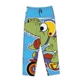 thumbnail image 4 of Disketp Funny Dinosaurs Pursue A Meat Print Women'S Comfy Pajama Pants Casual Drawstring Palazzo Lounge Wide Leg Pants, 4 of 9