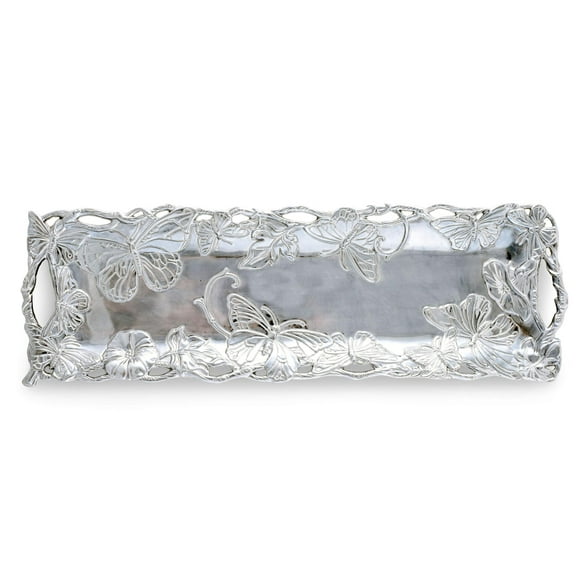 Arthur Court Designs Plateau Oblong en Aluminium Papillon 18,5 Po x 6 Po