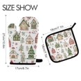thumbnail image 2 of Yayeee Oven Mitts and Pot Holder Set of 2 Heat Resistant Kitchen Gloves Baking Hot Pad, Brown Christmas House, 2 of 5