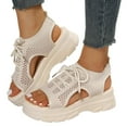 thumbnail image 3 of Xijirk Women Summer Sandals Casual Breathable Platform Wedge Heel Shoes Beach Yoga Walking Women Sandals Comfortable Lightweight for Daily Use,White,8.5, 3 of 8