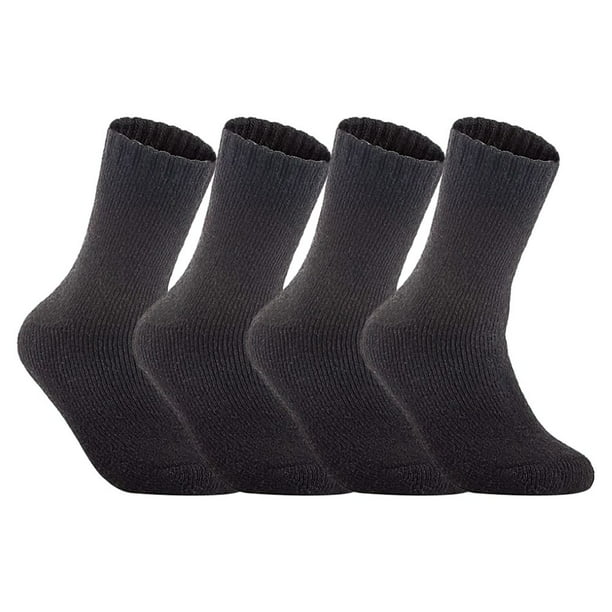 Lovely Annie Men's 4 Pairs Extra Thick Wool Socks Solid(Black ...