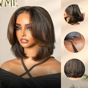 LUVME Blonde Highlight Short Layered Bob Wig Glueless 5x5 Closure Pre-Cut Lace Wig for Adult Women