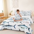 thumbnail image 3 of Feelyou Watercolor Sea Fish Twin Bedding Sets for Kids Boys Girls, Coastal Animal Bedding Comforter Set, White Blue, Reversible, 7 Pieces, 3 of 7