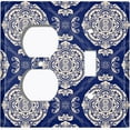 thumbnail image 4 of Metal Light Switch Plate Cover Mandala Blue White Floral Pattern Damask MDL072, 4 of 13