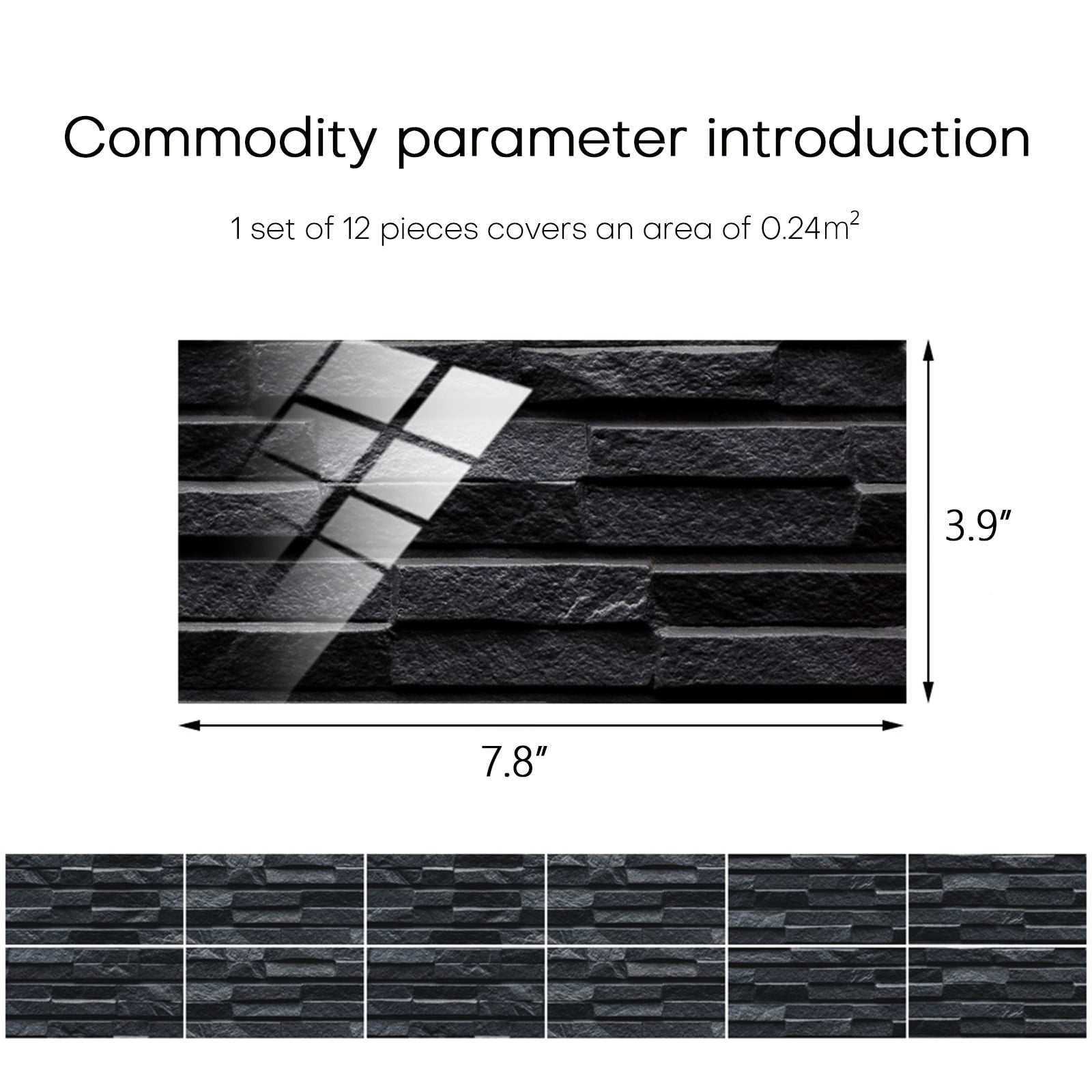 Self-adhesive Peel And Stick Wallpaper 3D Stone Design Brick Wall Tile For Home Bathroom Kitchen Backsplash, 12 Packs