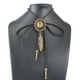thumbnail image 3 of 2 Piezas de material cuero Negro Pu Vaquero Occidental Rodeo Sombrero Bolo Tie Collar, 3 of 9
