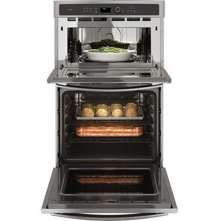 GE Profile - 27" Built-In Double Electric Convection Wall Oven with Built-In Microwave - Stainless Steel