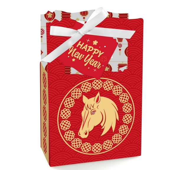 Big Dot of Happiness Lunar New Year - 2026 Year of the Horse Favor Boxes - Set of 12