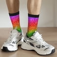 thumbnail image 4 of Uemuo Colorful Glitter Pattern Women's Crew Socks, Soft Durable Breathable Moisture-Wicking with Odor Control Cotton socks, 4 of 9