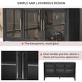 thumbnail image 4 of 58'' Sideboard Buffet Cabinet, Storage Cabinet with 3 Tempered Glass Doors and Adjustable Shelf, Wooden Console Table Sofa Table Coffee Bar Table for Living Room Dining Room Entrance, Black, 4 of 9