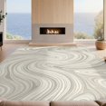 thumbnail image 2 of Design&I 9'x12' Washable Area Rug Beige Minimalist Cream Swirling Motif Abstract Neutral Tones for Master Suite, Under Bed, Sleek Flatweave Pet Friendly, 2 of 7