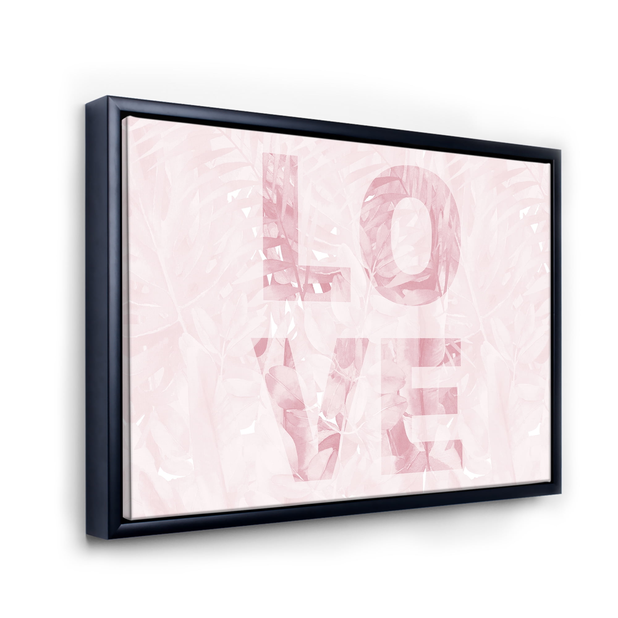 Designart 'Pink Pastel Love Abstract ' Shabby Chic Framed Canvas Wall Art Print